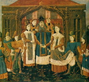 Mariage de Sigebert Ier et de Brunehaut - Manuscrit du XVe siècle - grandes chroniques - BNF